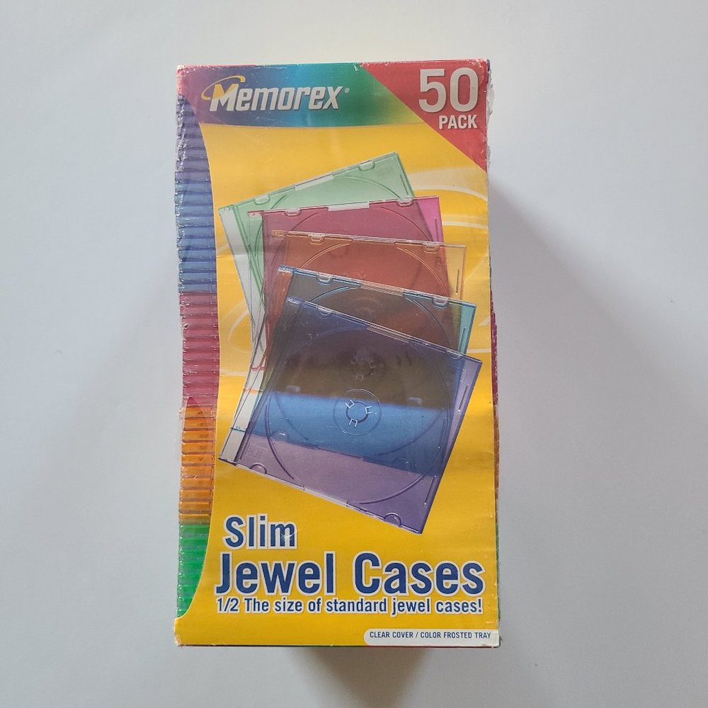 Memorex Multi Color Slim Jewel Cases 50 Pack Sealed New